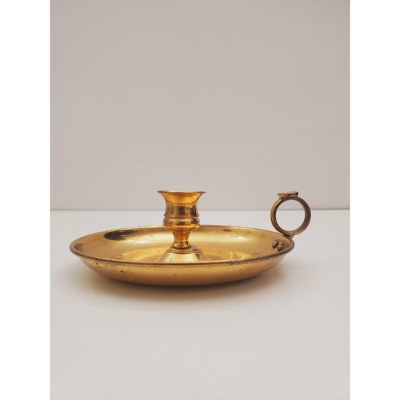 Vintage Brass Candle Holder - Brass Candlestick Holder - Brass Chamberstick - - Picture 10 of 10